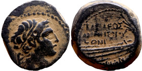 Demetrius I Soter (Seleukid King: 162- 150 BC) Mint: Tyre. Bronze coin. Obverse: Diademed head of Demetrius I right Reverse: BAΣΙΛΕΩΣ ΔHMHTPIOY TYPIΩN...