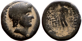 Hellenistic period coin (4-1 century BC) Bronze coin. Obverse: Bust of Apollo. Reverse: Standing Figure

20mm 6.37g

Artificial sand patina