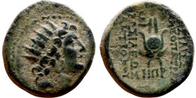Antiochus VIII Grypus (Seleukid King: 125-96 BC) Bronze coin Obverse: Antiochus VIII Grypus (Seleukid King: 125-96 BC) Akka. AR Tetradrachm. Uncertain...