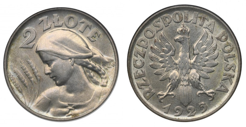 II Republic of Poland, 2 zloty 1925 Egzemplarz o bardzo dobrze zachowanych detal...