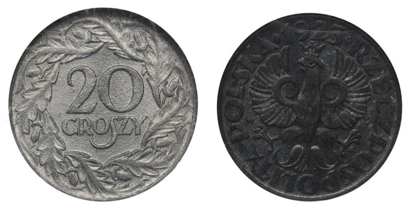 GG, 20 groszy 1923 - GCN Menniczy egzemplarz okupacyjnej dwudziestogroszówki. Mo...