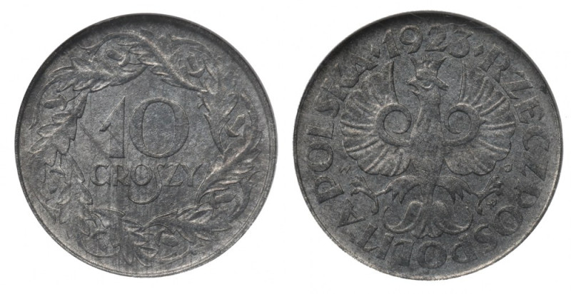GG, 10 groschen 1923 - NGC MS63 Menniczy egzemplarz. 
Grade: NGC MS63