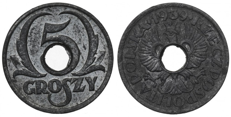 GG, 5 groschen 1939 Ładny, menniczy egzemplarz. 
Grade: UNC
