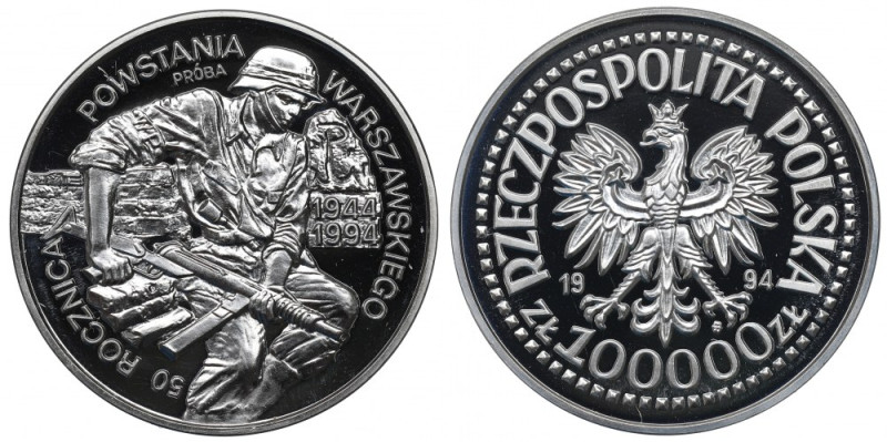 III RP, 100.000 złotych 1994 50. Rocznica Powstania Warszawskiego - Próba Ni Men...