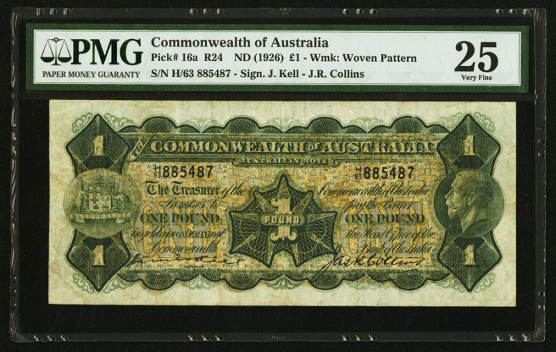 Australia Commonwealth Bank of Australia 1 Pound ND (1926) Pick 16a R24 PMG Very...