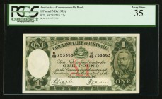 Australia Commonwealth of Australia 1 Pound ND (1933) Pick 22a R28 PCGS Very Fine 35. 

HID09801242017