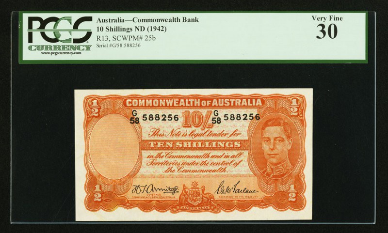 Australia Commonwealth Bank of Australia 10 Shillings ND (1942) Pick 25b R13 PCG...