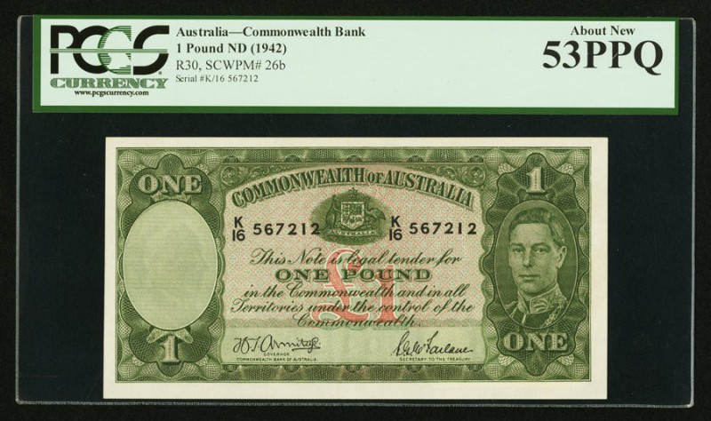 Australia Commonwealth of Australia 1 Pound ND (1942) Pick 26b R30 PCGS About Ne...
