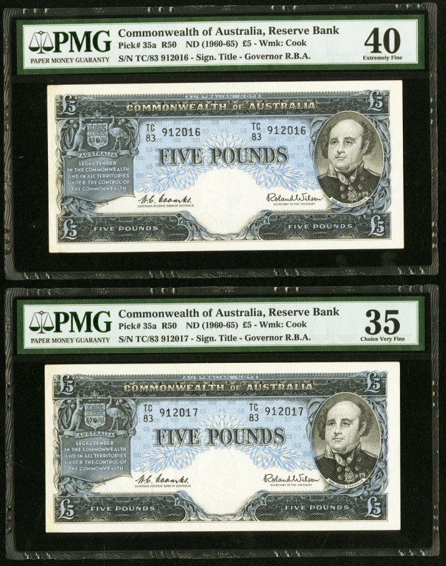 Australia Commonwealth of Australia Reserve Bank 5 Pounds ND (1960-65) Pick 35a ...