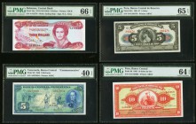 Mixed Lot of Four PMG Graded Examples From Bahamas, Venezuela and Peru (2). Bahamas Central Bank 3 Dollars 1974 (ND 1984) Pick 44a PMG Gem Uncirculate...