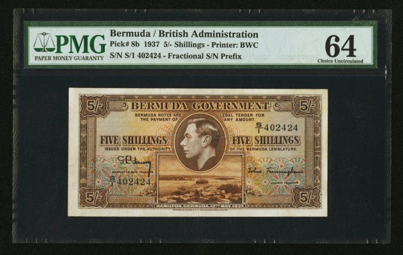 Bermuda Bermuda Government 5 Shillings 12.5.1937 Pick 8b PMG Choice Uncirculated...