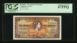 Bermuda Bermuda Government 5 Shillings 1.5.1957 Pick 18b PCGS Superb Gem New 67PPQ. 

HID09801242017