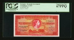 Bermuda Bermuda Government 10 Shillings 1.5.1957 Pick 19b PCGS Superb Gem New 67PPQ. 

HID09801242017