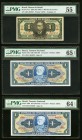 Brazil Banco do Brasil; Tesouro Nacional (6) Lot Of Seven PMG Graded Examples. Banco do Brasil 1 Mil Reis 1923 (ND 1944) Pick 131A PMG About Uncircula...