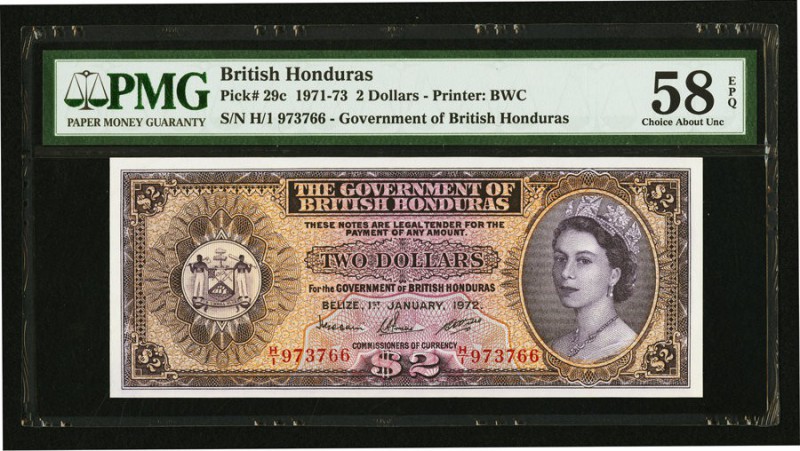 British Honduras Government of British Honduras 2 Dollars 1.1.1972 Pick 29c PMG ...