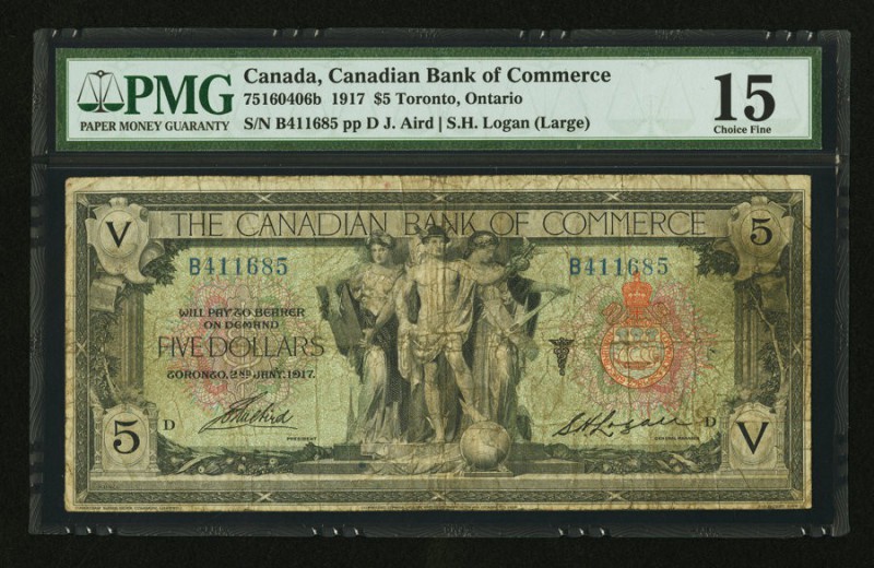 Canada Toronto, On- Canadian Bank of Commerce $5 2.1.1917 Ch.# 75-16-04-06b PMG ...
