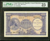 Congo, Democratic Republic Banque Centrale du Congo Belge et du Ruanda-Urundi 1000 Francs 15.2.1962 Pick 2a PMG Very Fine 25. 

HID09801242017