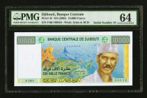 Serial Number 10 Djibouti Banque Centrale 10,000 Francs ND (2005) Pick 45 PMG Choice Uncirculated 64. 

HID09801242017