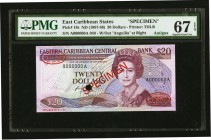 East Caribbean States Central Bank 20 Dollars ND (1987-88) Pick 19s Specimen PMG Superb Gem Unc 67 EPQ. One POC.

HID09801242017