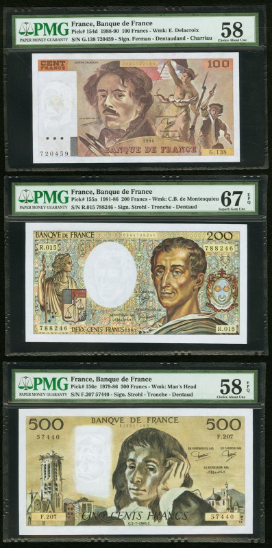 France Banque de France 100; 200; 500 Francs 1990; 1983; 5.7.1984 Pick 154d; 155...