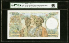 French West Africa Banque de l'Afrique Occidentale 5000 Francs 22.12.1950 Pick 43 PMG Extremely Fine 40. Annotation.

HID09801242017