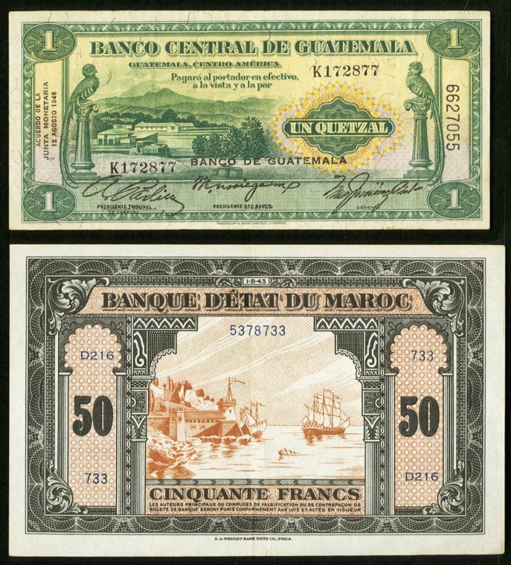 Guatemala Banco Central de Guatemala 1 Quetzal 12.8.1946 Pick 20 Very Fine; Moro...