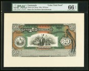 Guatemala Banco de Occidente Dn Quezaltenango 20 Pesos 188x; ND (1903-20) Pick SA179cts; SA179bp Color Trail Proof; Proof PMG Gem Uncirculated 66 EPQ;...