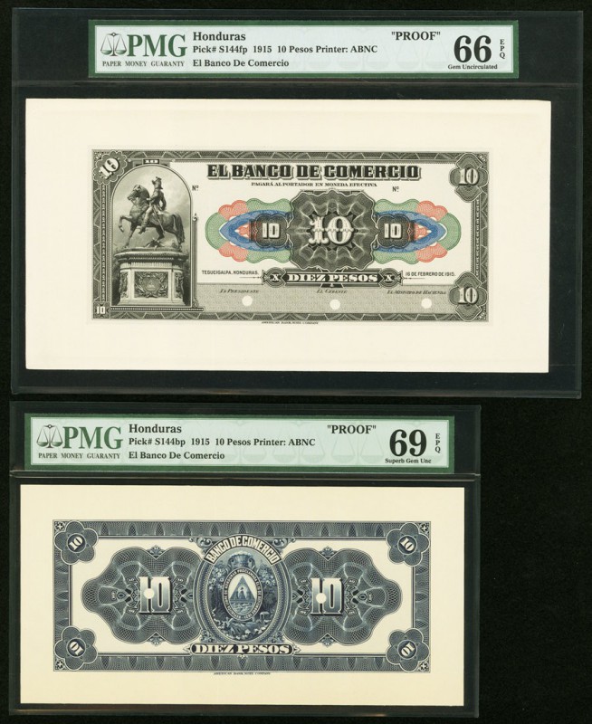 Honduras Banco de Comercio 10 Pesos 16.2.1915 Pick S144fp; S144bp Front And Proo...