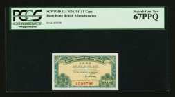 Hong Kong Government of Hong Kong 5 Cents ND (1941) Pick 314 KNB4 PCGS Superb Gem New 67PPQ. 

HID09801242017