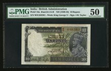 India Government of India 10 Rupees ND (1928-35) Pick 16a PMG About Uncirculated 50. Staple holes at issue; spindle hole.

HID09801242017