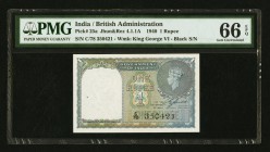 India Government of India 1 Rupee 1940 Pick 25a PMG Gem Uncirculated 66 EPQ. Spindle holes at issue.

HID09801242017