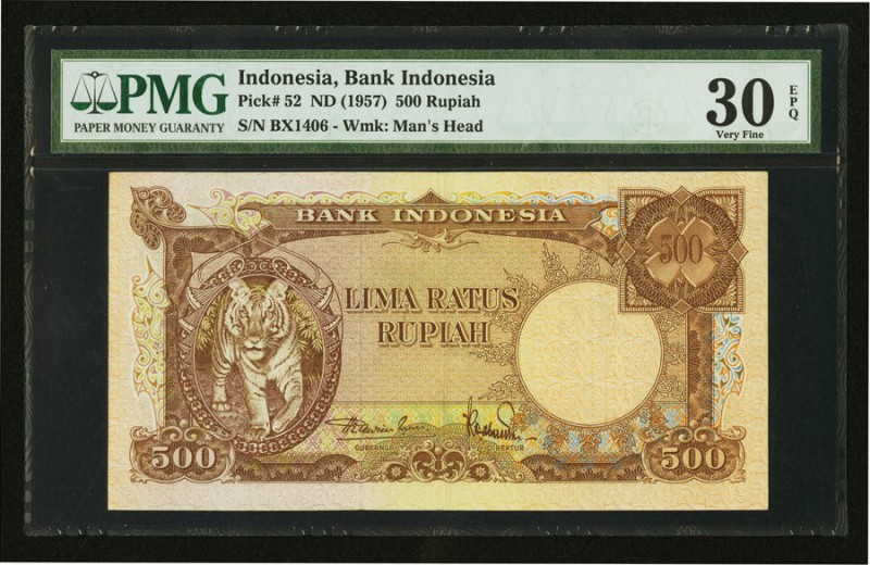 Indonesia Bank Indonesia 500 Rupiah ND (1957) Pick 52 PMG Very Fine 30 EPQ. 

HI...