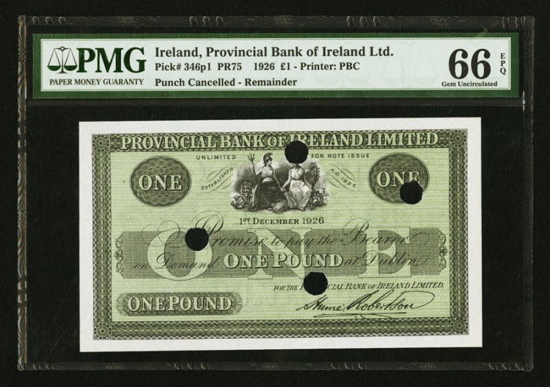 Ireland Provincial Bank of Ireland Limited 1 Pound 1.12.1926 Pick 346p1 Remainde...
