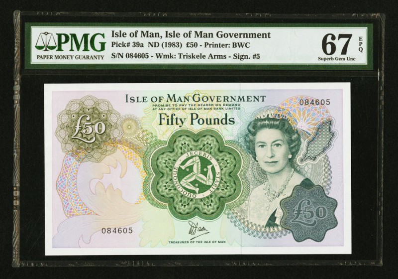 Isle Of Man Isle of Man Government 50 Pounds ND (1983) Pick 39a PMG Superb Gem U...