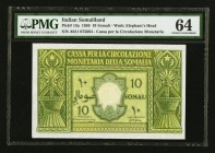 Italian Somaliland Cassa Per La Circolazione Monetaria Della Somalia 10 Somali 1950 Pick 13a PMG Choice Uncirculated 64. 

HID09801242017