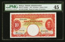 Malaya Board of Commissioners of Currency 10 Dollars 1.7.1941 Pick 13 PMG Choice Extremely Fine 45. Foreign substance.

HID09801242017