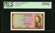 Malta Government of Malta 1 Pound 1949 Pick 26a PCGS Superb Gem New 67PPQ. 

HID09801242017
