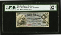 Mexico Banco Mejicano 25 Centavos 1878 Pick S143a M108a-b PMG Uncirculated 62 EPQ. 

HID09801242017