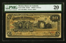 Mexico Banco De Coahuila 10 Pesos 15.11.1900 Pick S196b M168b PMG Very Fine 20. Small holes.

HID09801242017