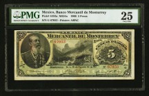 Mexico Banco Mercantil de Monterrey 5 Pesos 15.8.1900 Pick S352a M424a PMG Very Fine 25. Minor rust.

HID09801242017