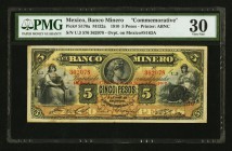 Mexico Banco Minero 5 Pesos 1910 Pick S170a M132a Commemorative PMG Very Fine 30. 

HID09801242017