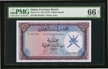 Oman Oman Currency Board 5 Rials Omani ND (1973) Pick 11a PMG Gem Uncirculated 66 EPQ. 

HID09801242017