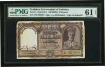 Pakistan Government of Pakistan 10 Rupees ND (1948) Pick 3 PMG Uncirculated 61 Net. Staple holes at issue; edge damage; stained.

HID09801242017