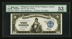 Philippines Bank of the Philippine Islands 10 Pesos 1.1.1933 Pick 23 PMG About Uncirculated 53 EPQ. 

HID09801242017