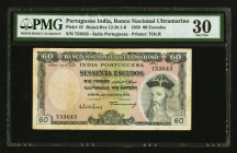 Portuguese India Banco Nacional Ultramarino 60 Escudos 2.1.1959 Pick 42 PMG Very Fine 30. Stained.

HID09801242017