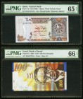 Qatar Qatar Central Bank 1 Riyal ND (1996) Pick 14a PMG Gem Uncirculated 65 EPQ. Israel Bank Of Israel 100 New Sheqalim 2007 Pick 61c PMG Gem Uncircul...