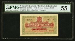 Straits Settlements Government of Straits Settlements 10 Cents 14.10.1919 Pick 8b KNB16a PMG About Uncirculated 55. 

HID09801242017