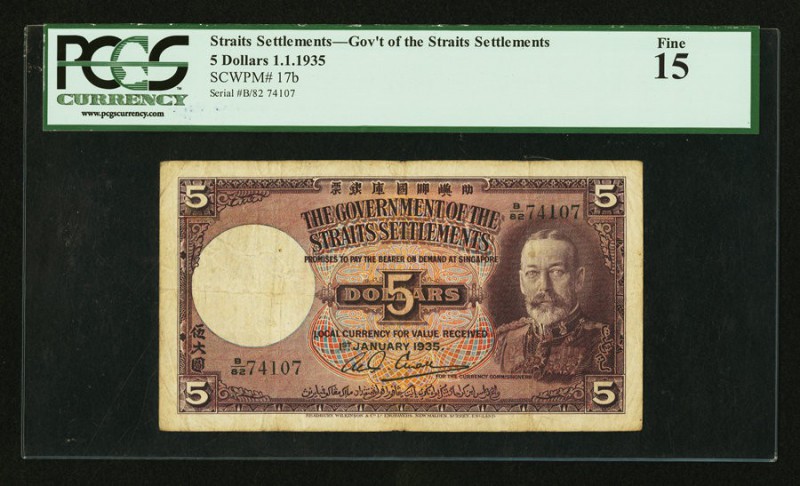 Straits Settlements Government of Straits Settlements 5 Dollars 1.1.1935 Pick 17...