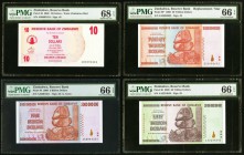 Zimbabwe Group Lot Of Four PMG Graded Examples. Zimbabwe Reserve Bank of Zimbabwe 10 Dollars 31.7.2007 Pick 39 PMG Superb Gem Unc 68 EPQ; 5 Billion Do...