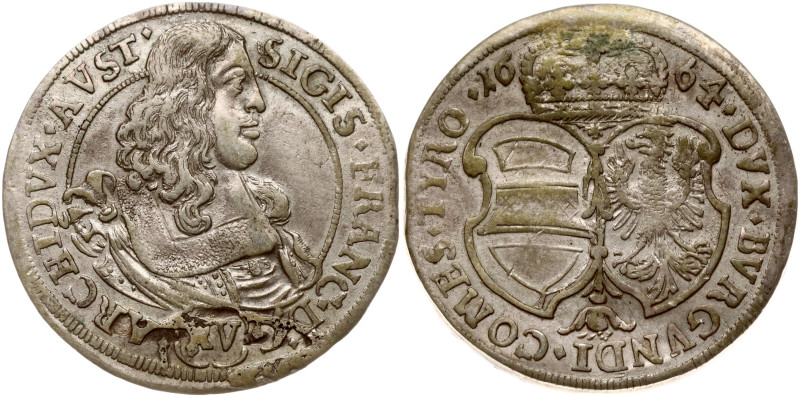Austria, Tyrol. Sigismund Francz (1663-1665). 15 Kreuzer 1664, Hall. Silver 6.46...